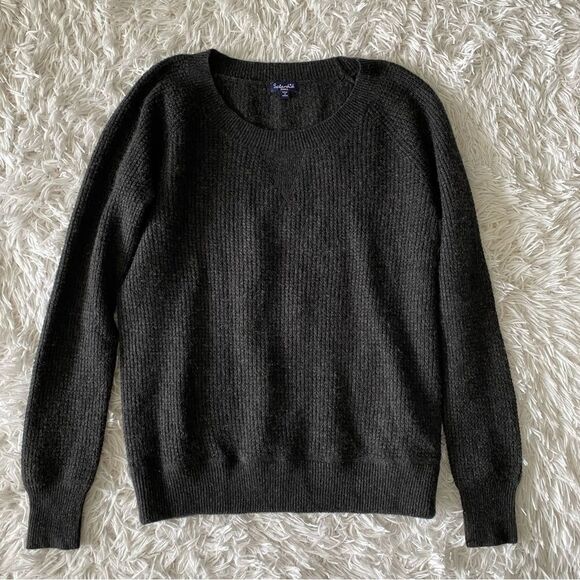 Splendid Charcoal Gray 100% Cashmere Ribbed Knit Sweater Size S - Picture 5 of 7